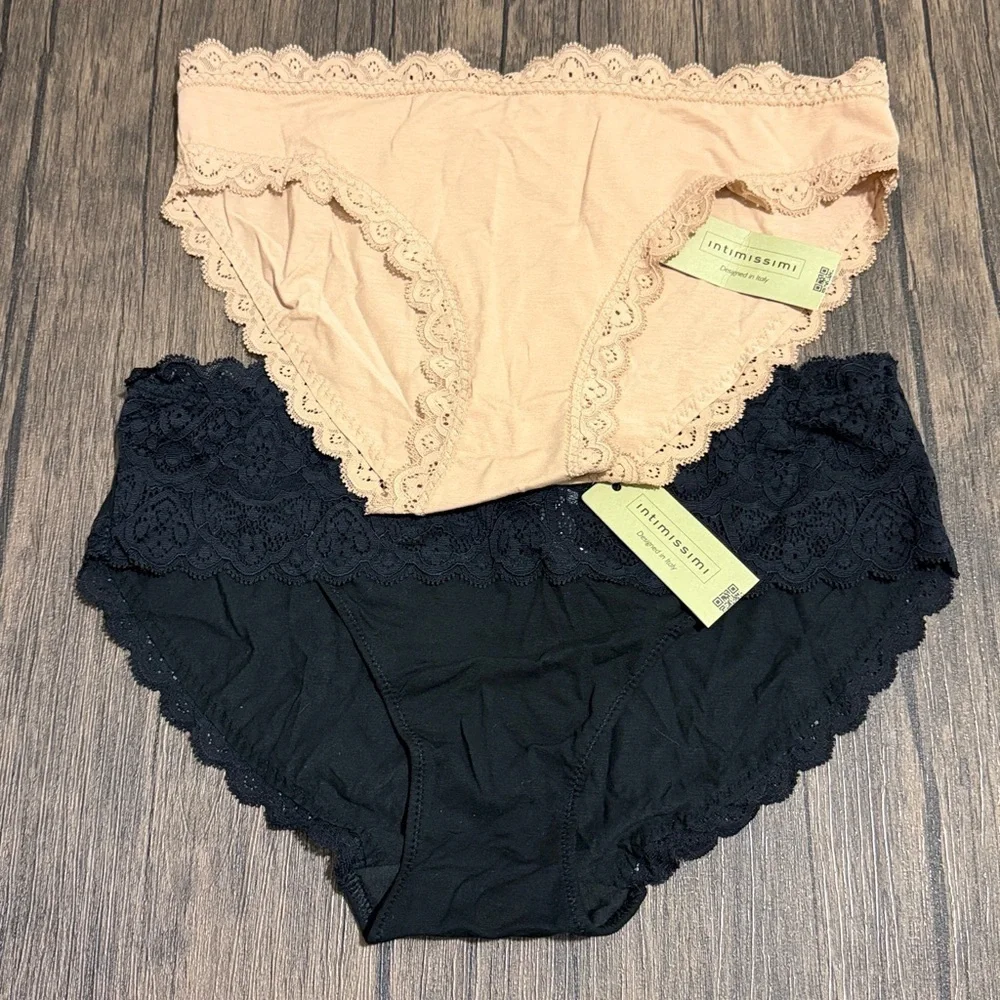 BUNDLE Intimissimi Elegant Lace and Cotton Trim Panties Knickers